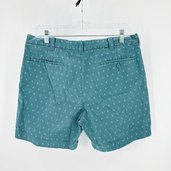 J.Crew READE Chino Short Pine Green Anchor novelty Print classic preppy size 34 - Picture 2 of 5